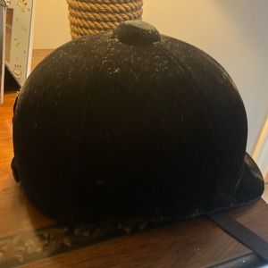 EUC Girls black velvet intermediate horse riding helmet